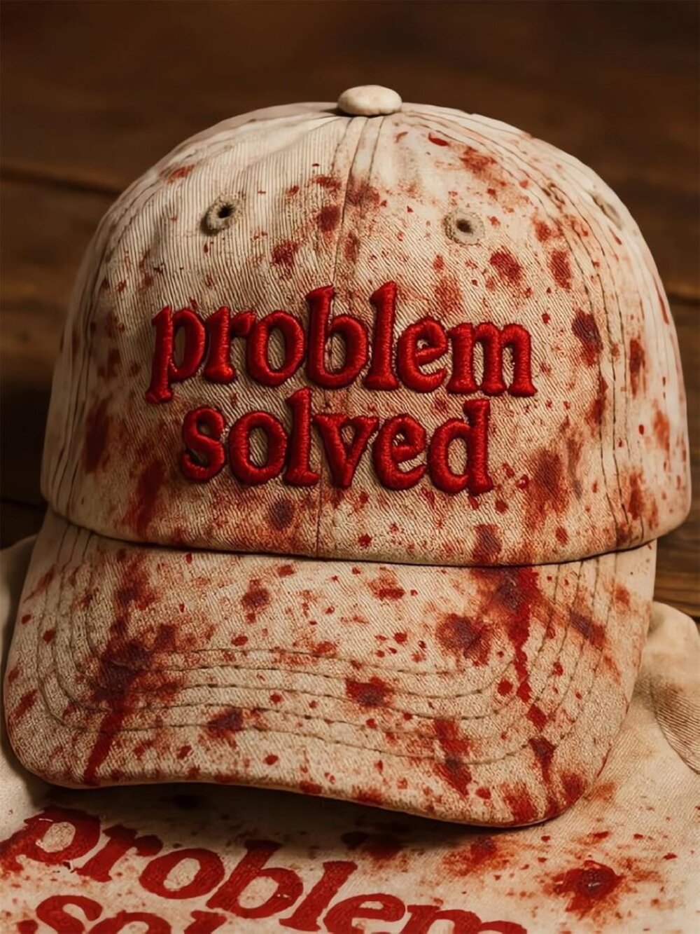 Unisex Beige A Casual Dark Blood Stain Hat Embroidered Baseball Men Ball Cap - Picture 4 of 5